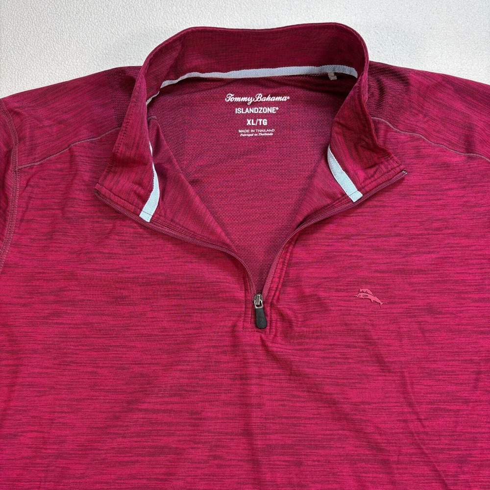 Tommy Bahama Island Zone 1/4 Zip Mens XL Burgundy Red Perforated Lightweigh Logo - Picture 5 of 16
